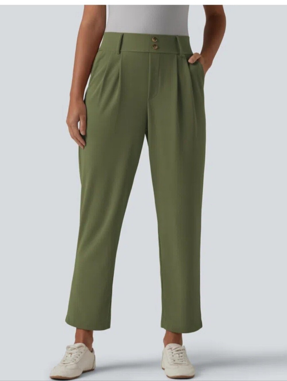 Halara Flex™ L NWT Olive High Waisted Tapered Waffle Work Pants with Pockets